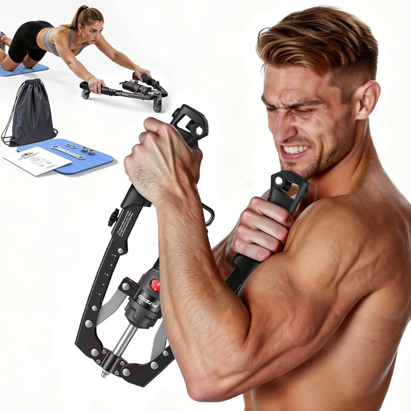 FLYBIRD Chest & Arm Twister & Core Trainer, Hydraulic Power CoreFlex Twister Chest Workout Equipment, 22-440lbs for Strength Trainer, 3-in-1 Chest Trainer with Ab Roller Wheel(Backpack &Pad Included) - Image 1